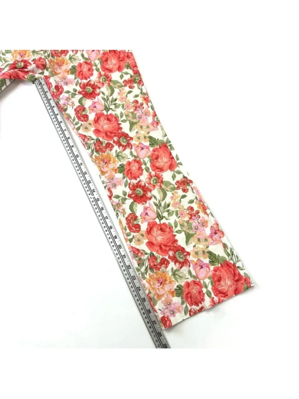 Mango linen cotton floral straight leg pant Size 4 belted Cottagecore Feminine